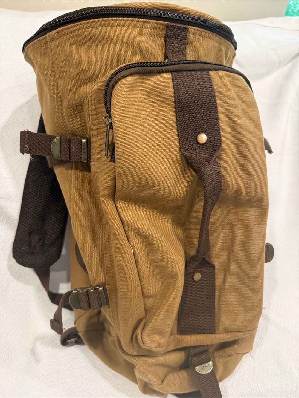 Rothco Tan Convertable Canvas Backpack with Brown Accents